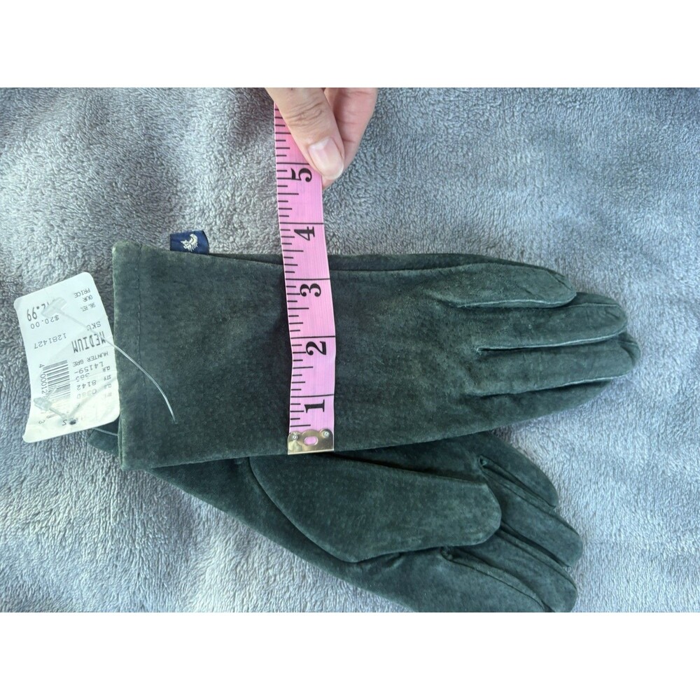 Vintage Bass Green Suede Leather Gloves Women's M